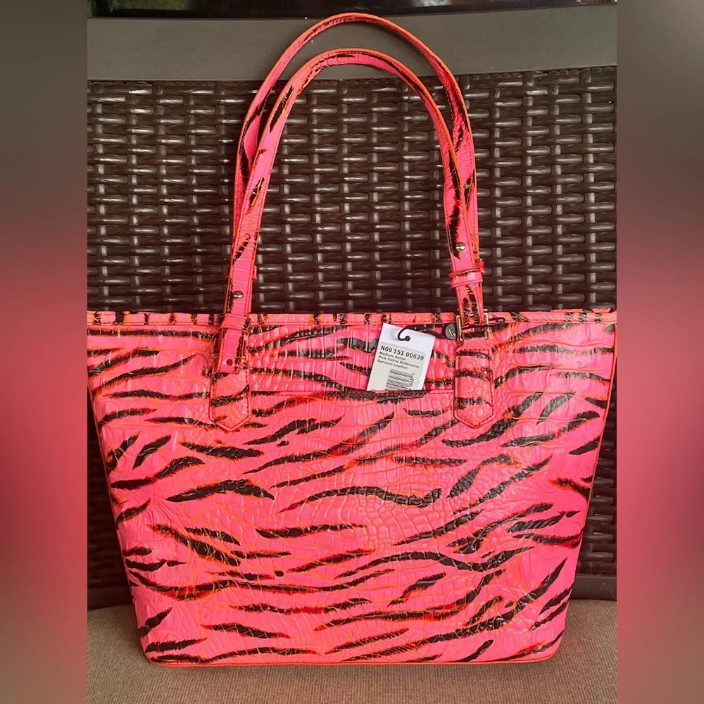 NWT Brahmin PINK FELINE Melbourne Medium Asher Tote
